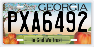 GA license plate PXA6492
