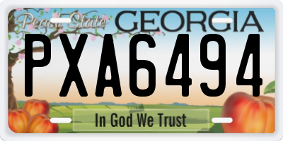 GA license plate PXA6494