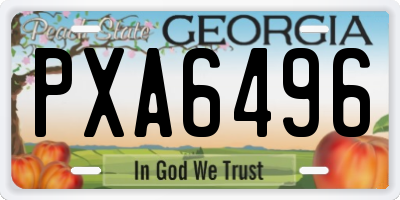 GA license plate PXA6496