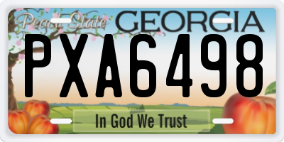 GA license plate PXA6498