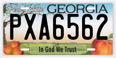 GA license plate PXA6562