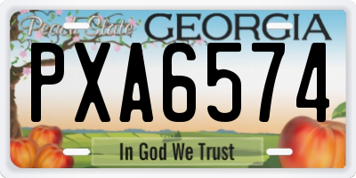 GA license plate PXA6574