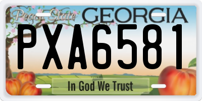 GA license plate PXA6581