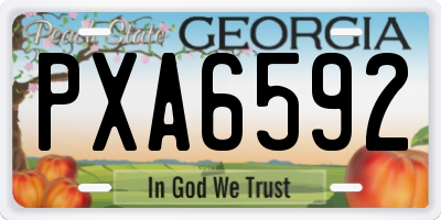 GA license plate PXA6592