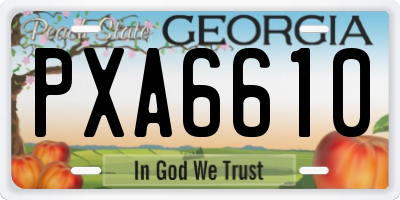 GA license plate PXA6610