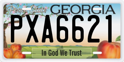 GA license plate PXA6621