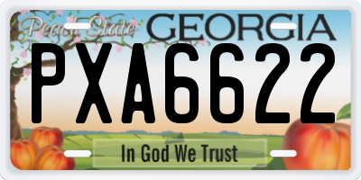 GA license plate PXA6622