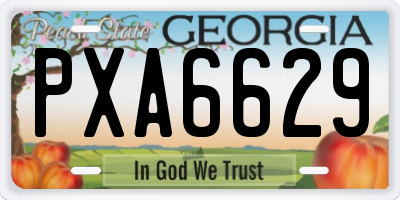 GA license plate PXA6629