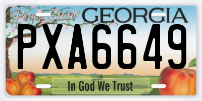 GA license plate PXA6649