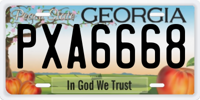 GA license plate PXA6668