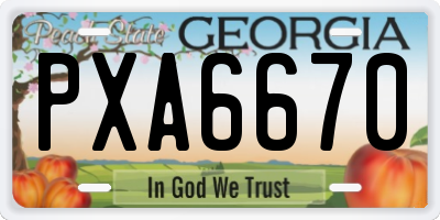 GA license plate PXA6670