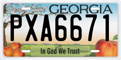 GA license plate PXA6671