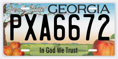 GA license plate PXA6672