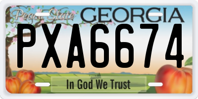 GA license plate PXA6674