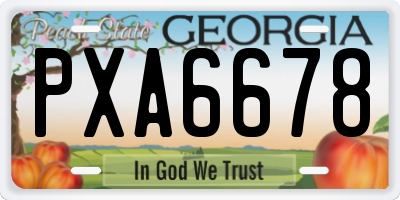 GA license plate PXA6678
