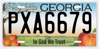 GA license plate PXA6679