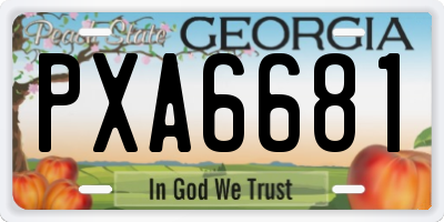 GA license plate PXA6681