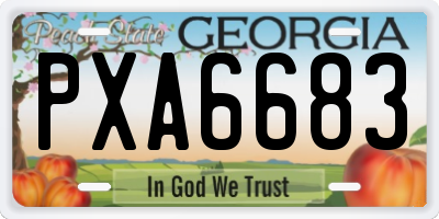 GA license plate PXA6683