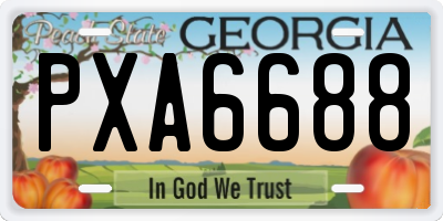GA license plate PXA6688