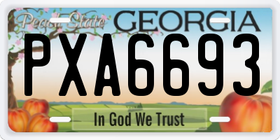 GA license plate PXA6693