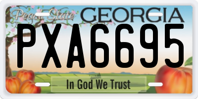 GA license plate PXA6695