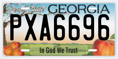 GA license plate PXA6696