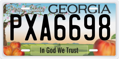 GA license plate PXA6698