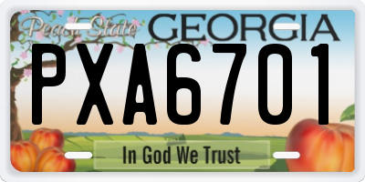 GA license plate PXA6701