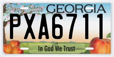 GA license plate PXA6711
