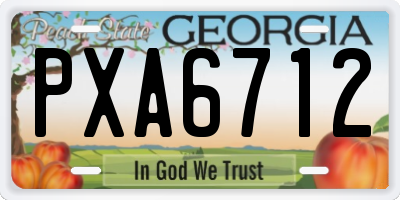 GA license plate PXA6712