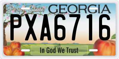 GA license plate PXA6716