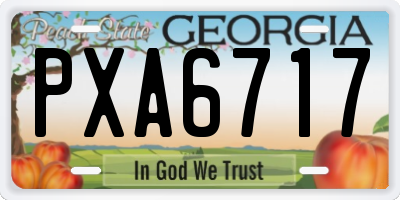 GA license plate PXA6717