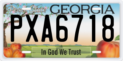 GA license plate PXA6718