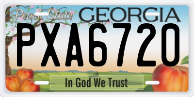 GA license plate PXA6720