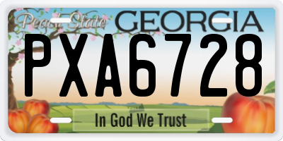 GA license plate PXA6728