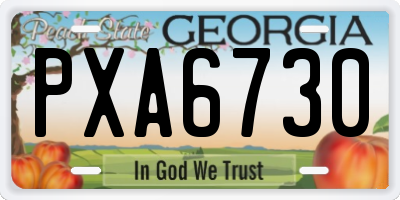 GA license plate PXA6730