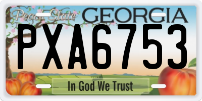 GA license plate PXA6753