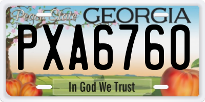 GA license plate PXA6760