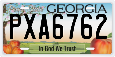 GA license plate PXA6762