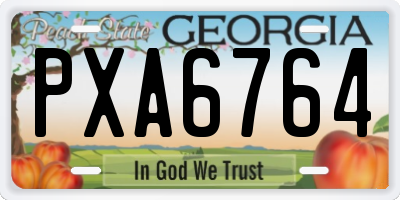 GA license plate PXA6764