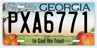 GA license plate PXA6771