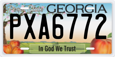 GA license plate PXA6772