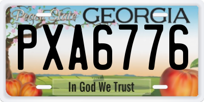 GA license plate PXA6776