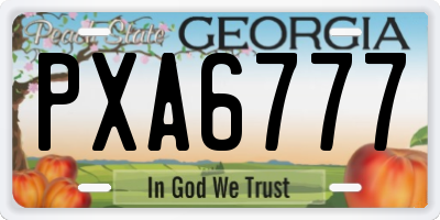 GA license plate PXA6777