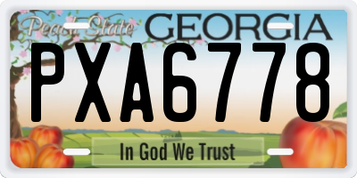 GA license plate PXA6778