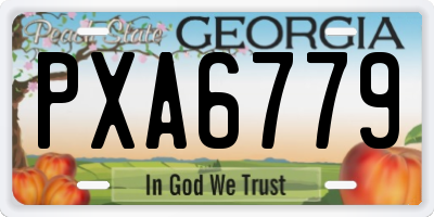 GA license plate PXA6779