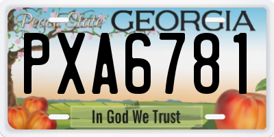 GA license plate PXA6781