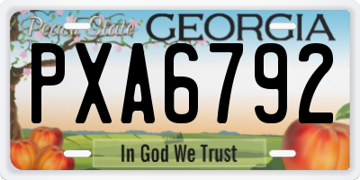 GA license plate PXA6792