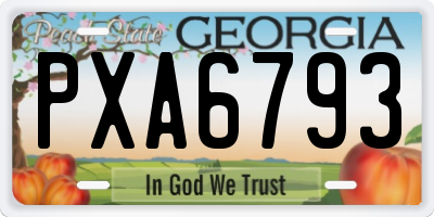 GA license plate PXA6793