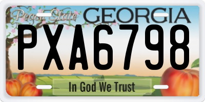GA license plate PXA6798